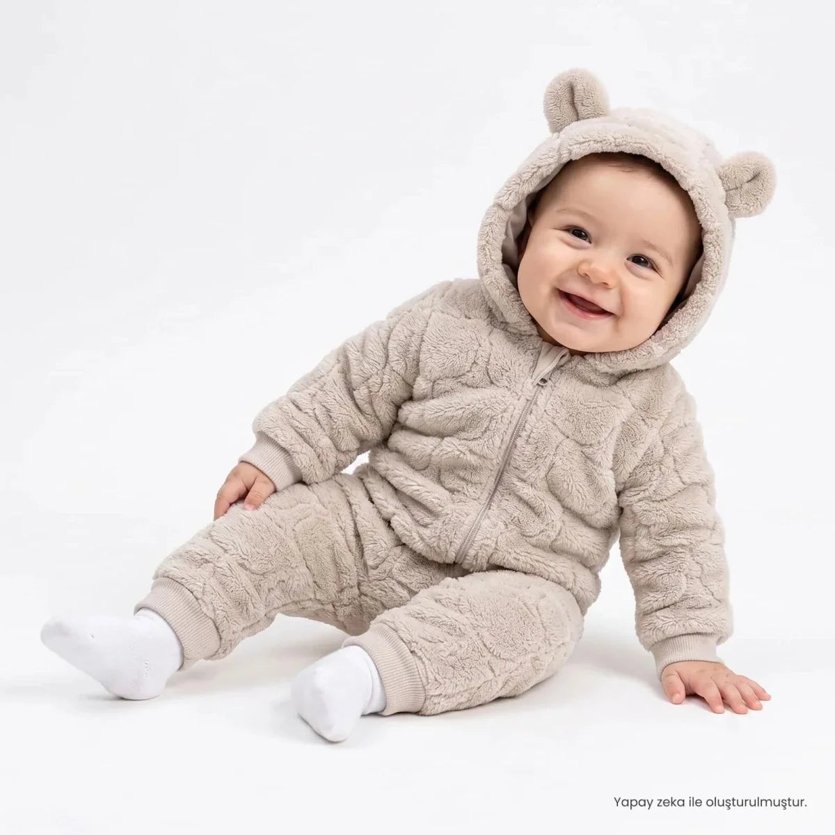 Midimod Animal Print Hooded Fleece Baby Pramsuit (1-3 Months to 12 Months)