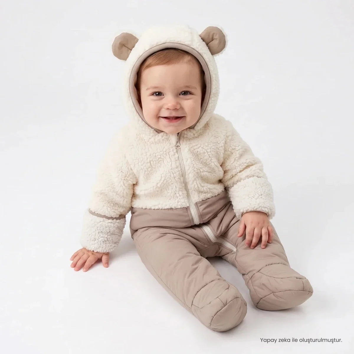 Midimod Hooded Zip-Up Soft Fleece Baby Pramsuit (1-3 Months to 12 Months)