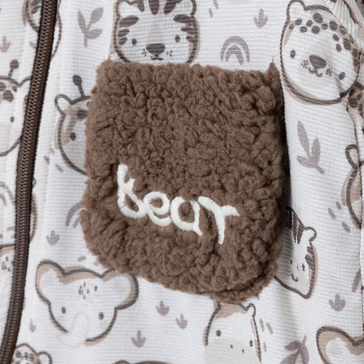Midimod Animal Print Hooded Lined Fleece Baby Pramsuit (1-3 Months to 12 Months)