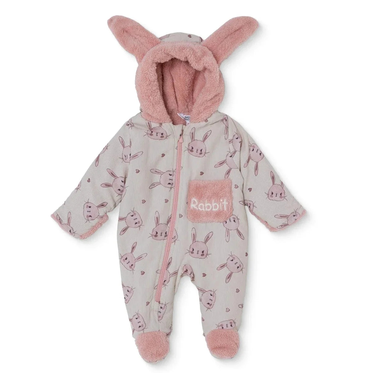 Midimod Hooded Zip-Up Soft Fleece Baby Pramsuit (1-3 Months to 12 Months)