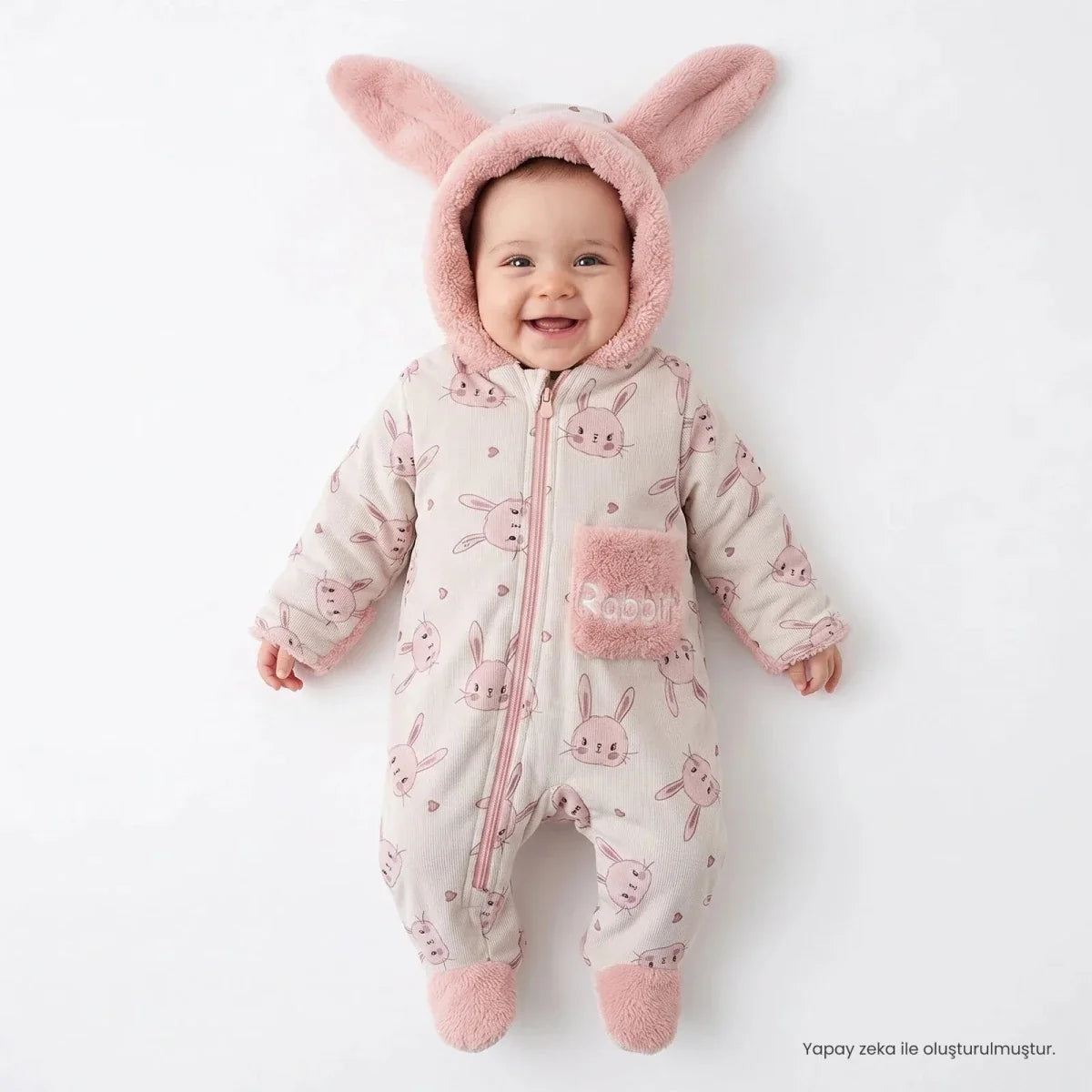 Midimod Hooded Zip-Up Soft Fleece Baby Pramsuit (1-3 Months to 12 Months)