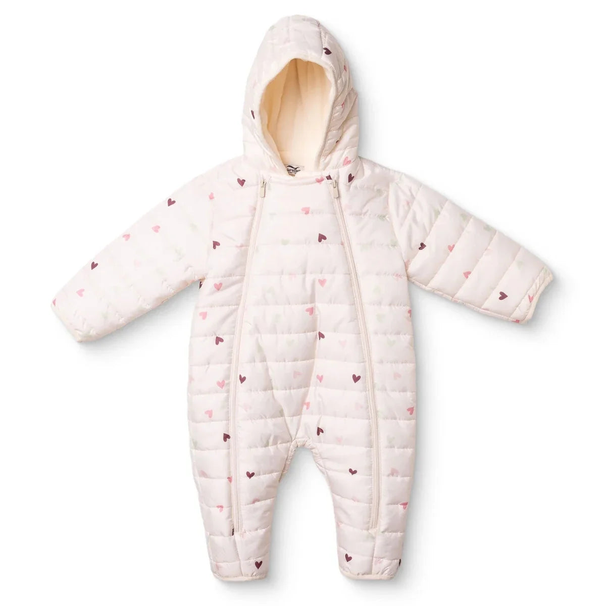 Verscon Hooded Heart Print Fleece Baby Pramsuit (9-12 Months to 18 Months-2 Years)