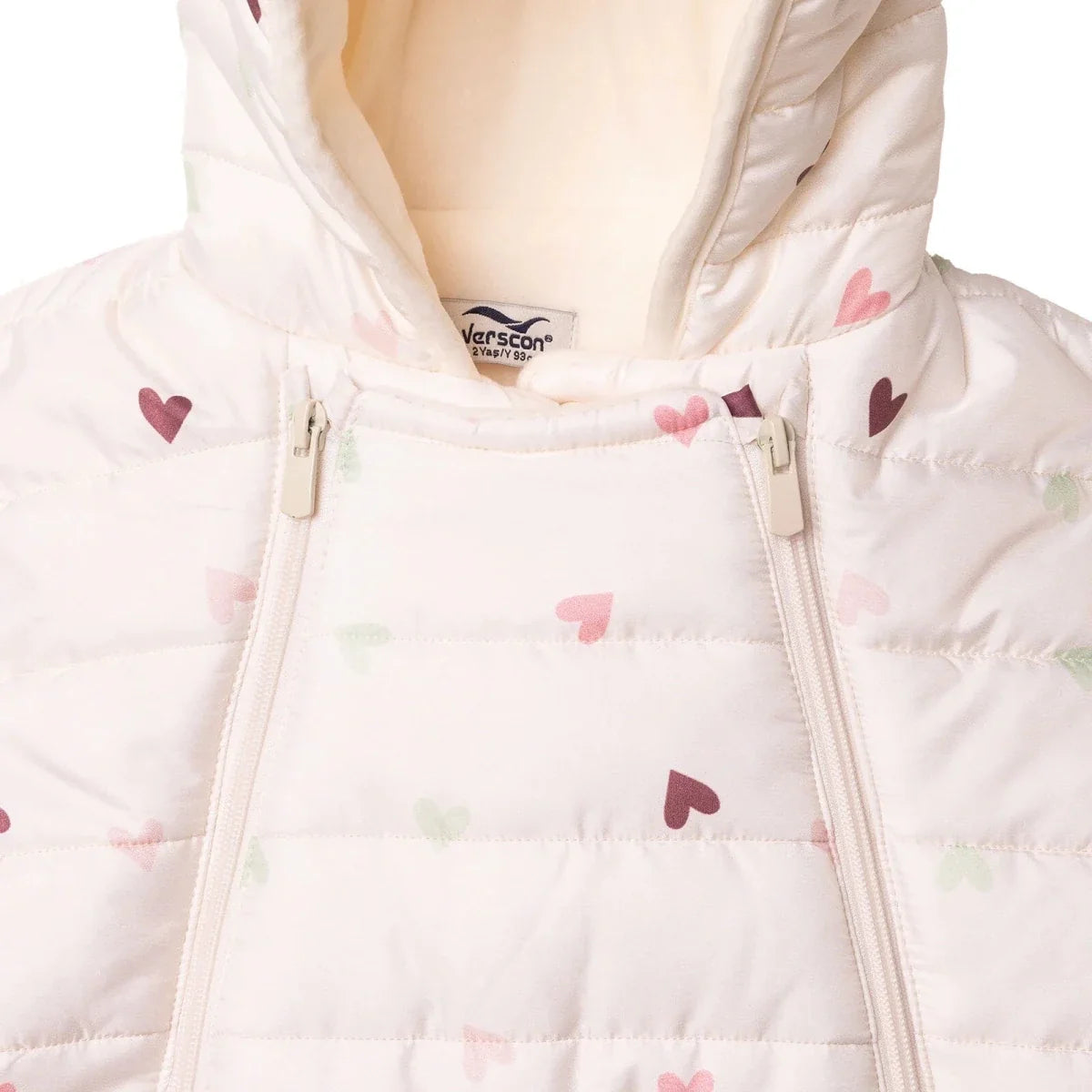 Verscon Hooded Heart Print Fleece Baby Pramsuit (9-12 Months to 18 Months-2 Years)