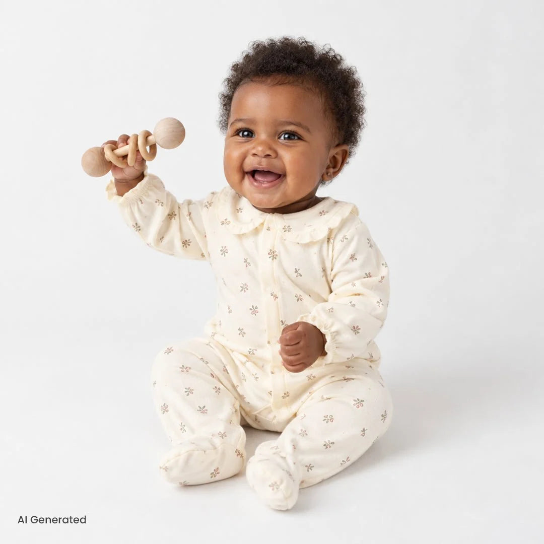 Bebetto Quilted Long Sleeve Baby Sleepsuit with Feet (Newborn to 6-9 Months)