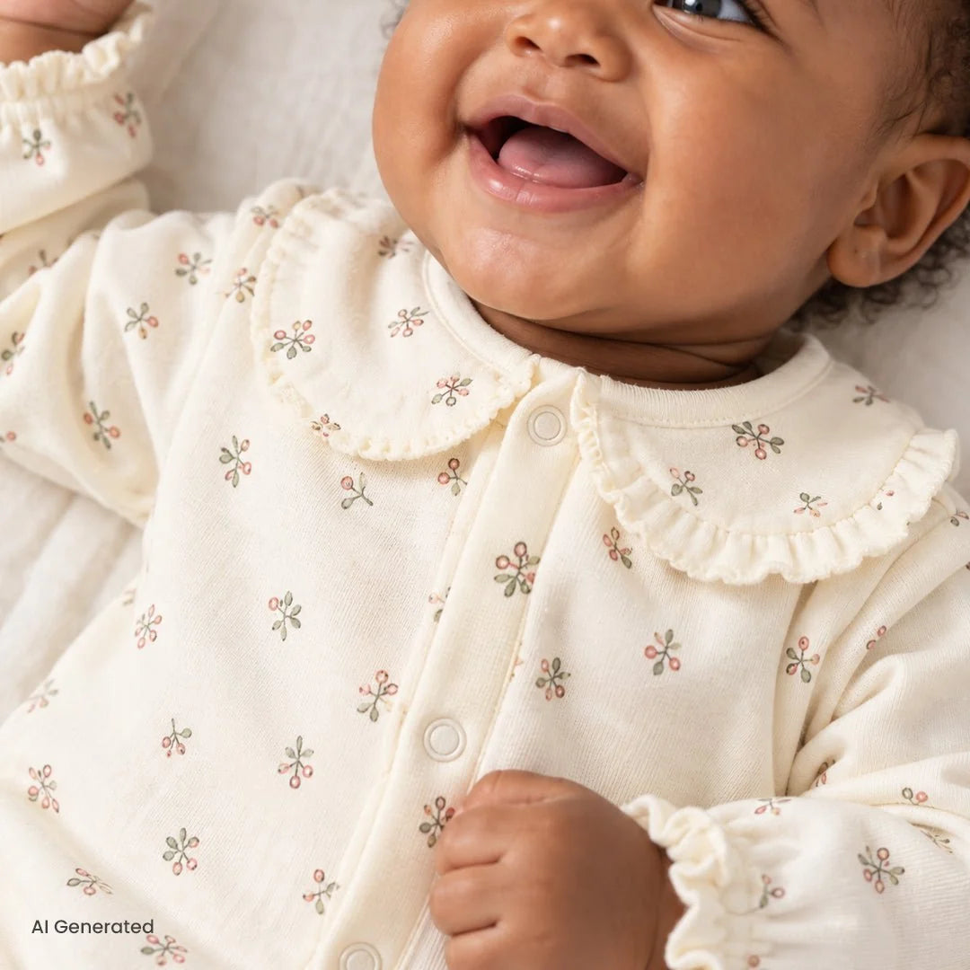 Bebetto Quilted Long Sleeve Baby Sleepsuit with Feet (Newborn to 6-9 Months)