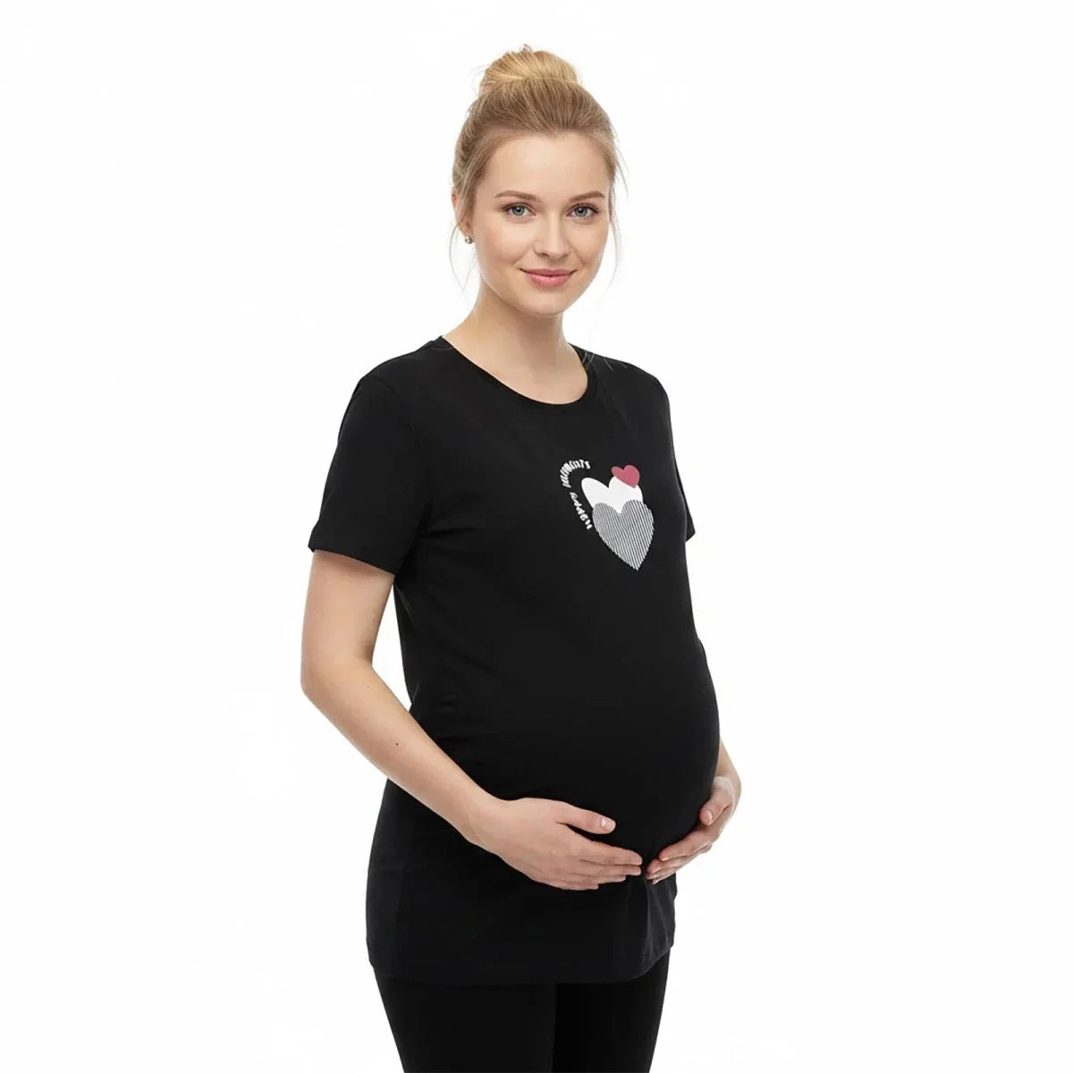 Baby Mom Heart Print Women's Maternity Short Sleeve T-Shirt (S to 2XL)