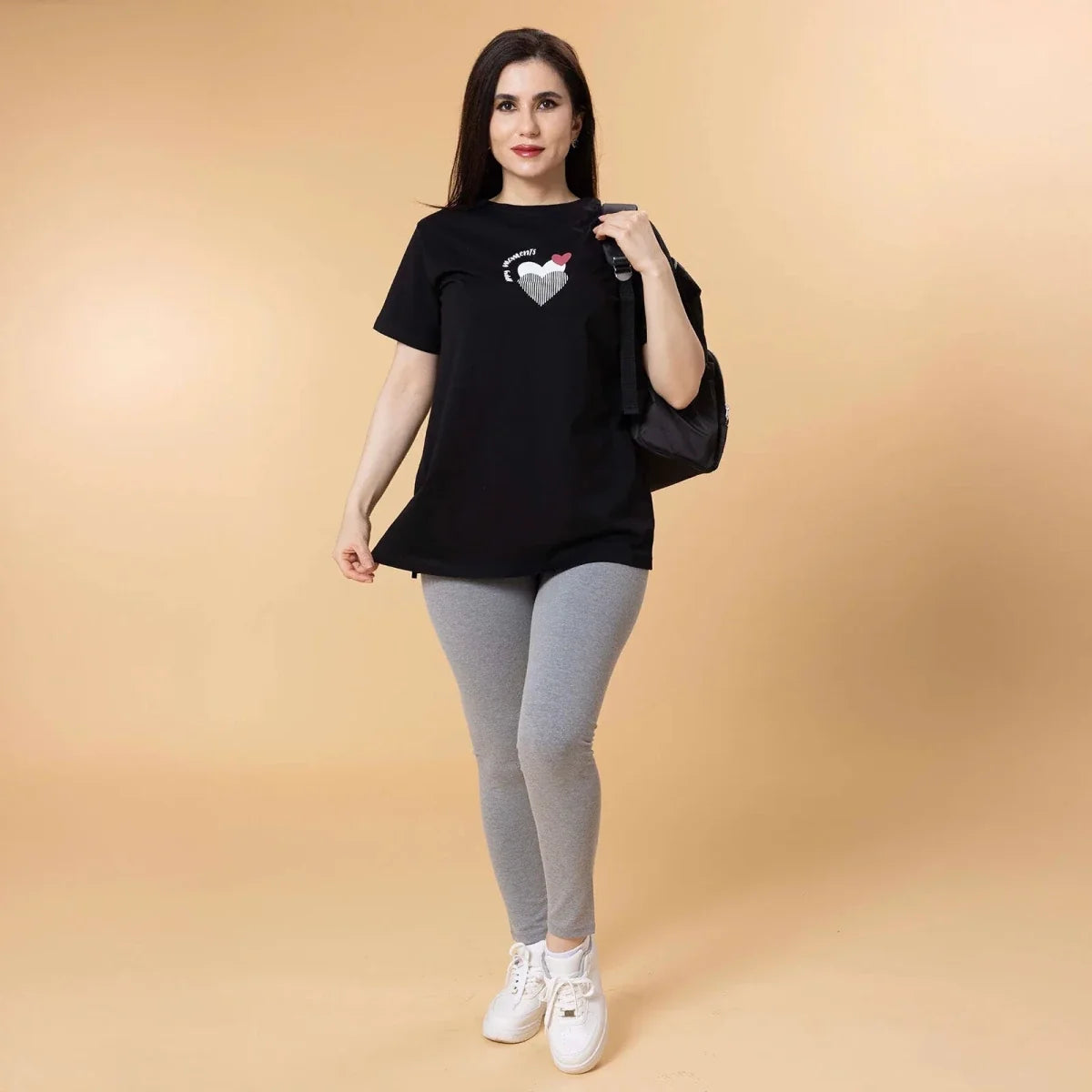 Baby Mom Heart Print Women's Maternity Short Sleeve T-Shirt (S to 2XL)