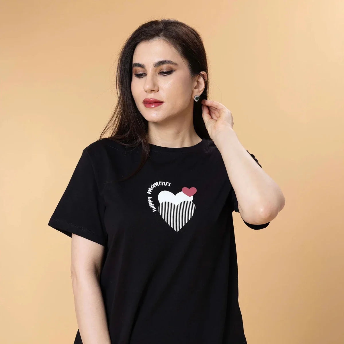 Baby Mom Heart Print Women's Maternity Short Sleeve T-Shirt (S to 2XL)