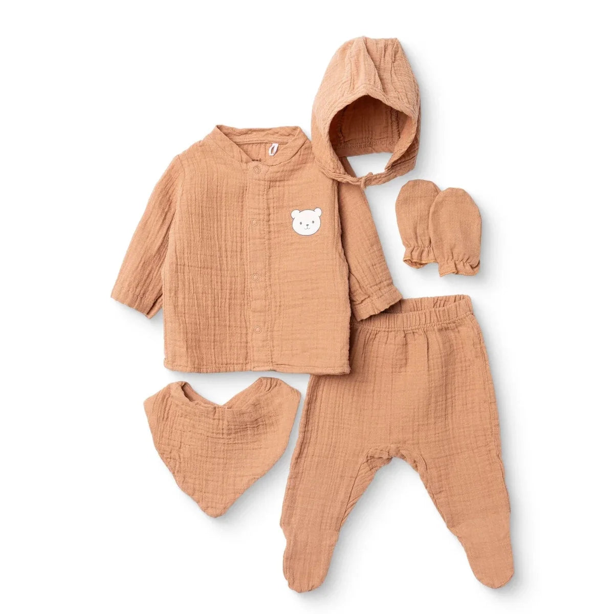 HelloBaby 5 Piece Muslin Baby Hospital Bag Set on a Hanger (Newborn)