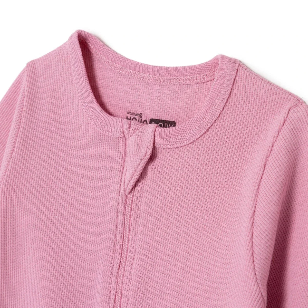 HelloBaby Girls Footed Sleepsuit Zip Fastening Crew Neck Full Length Long Sleeve - Pink