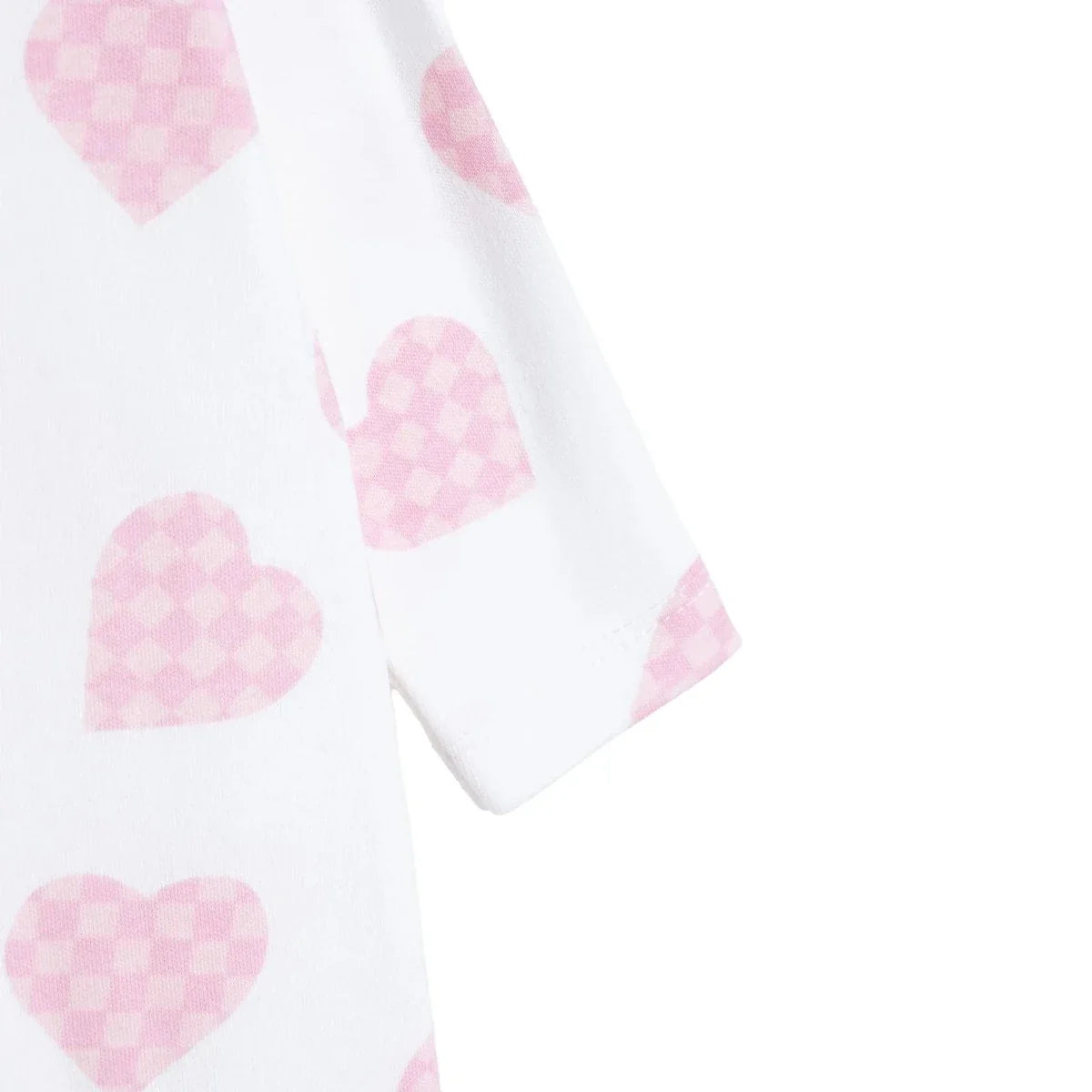 HelloBaby Girls Footed Sleepsuit Heart Print Zip Fastening Crew Neck Full Length Long Sleeve - Ecru Printed