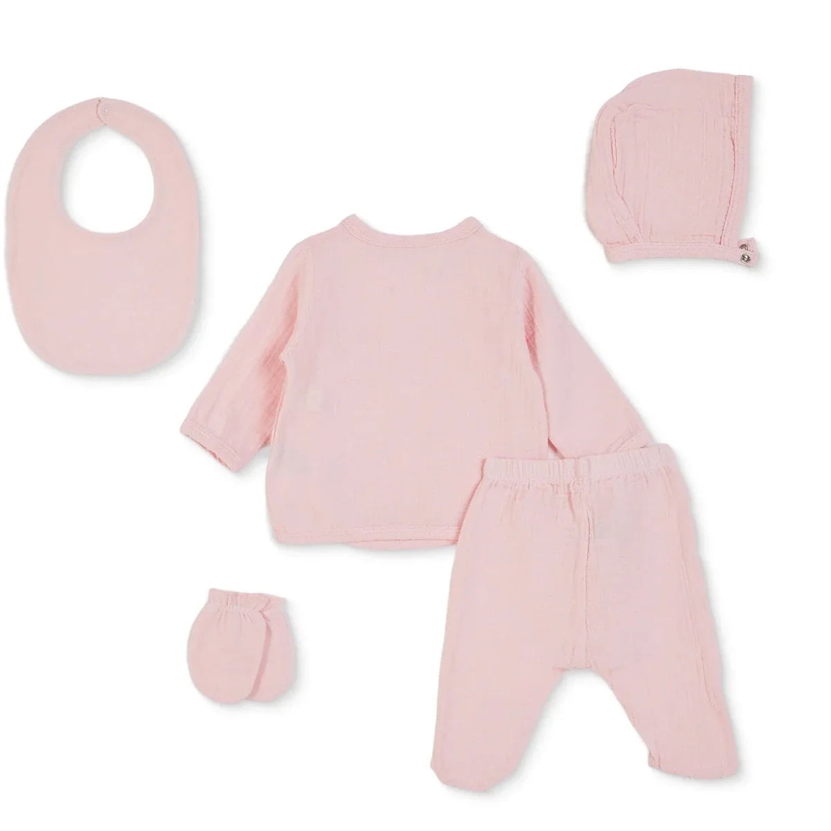 HelloBaby 5 Piece Bunny Print Muslin Baby Hospital Bag Set on a Hanger (Newborn)