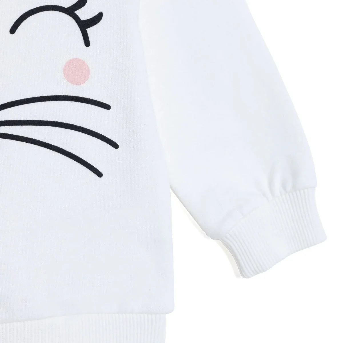 HelloBaby Girls Sweatshirt Animal Print Snap Fastening Crew Neck Long Sleeve - Ecru