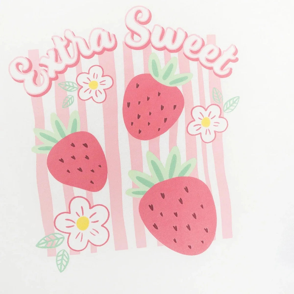 HelloBaby Girls T-shirt Strawberry Print Crew Neck Short Sleeve - Ecru