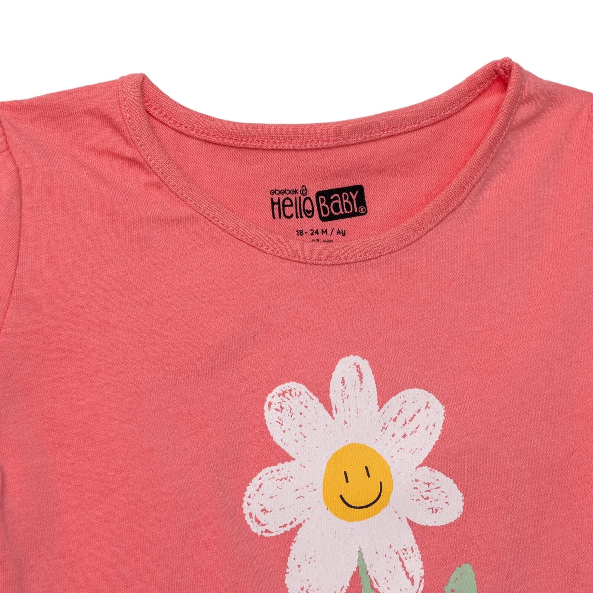 HelloBaby Girls T-shirt Floral Print Crew Neck Short Sleeve - Coral