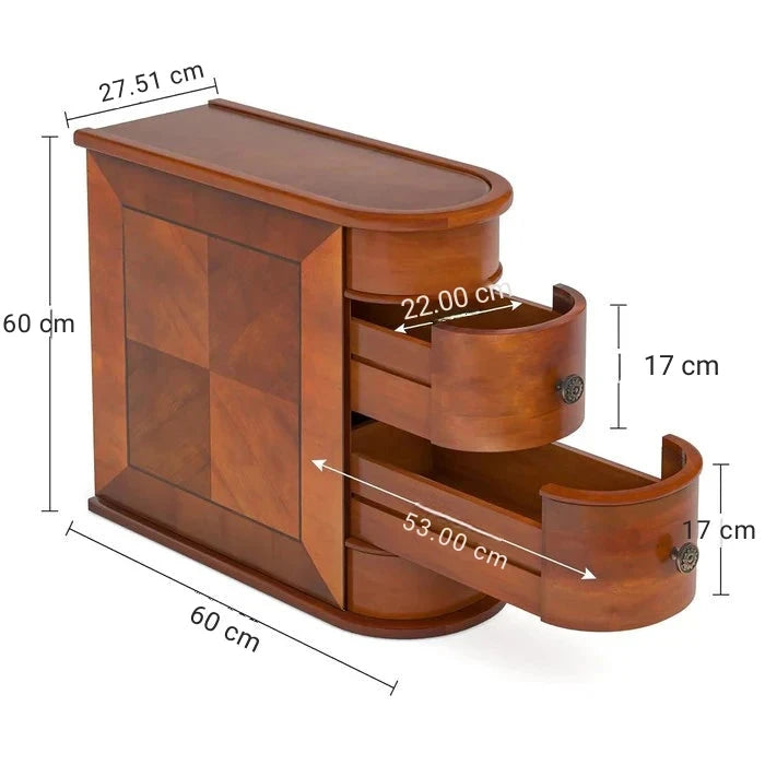 Narrow Storage End Table - Sofa Side & Bedside Table with 2 Easy-Glide Drawers