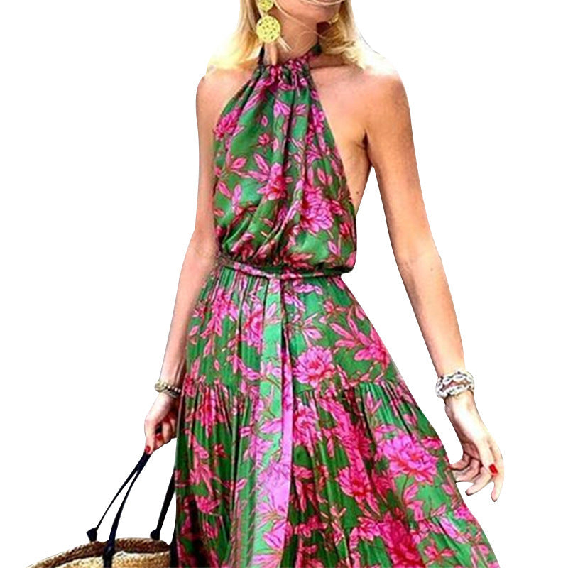 Backless printed dress