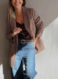 Brown Houndstooth Fitted Blazer Women UK