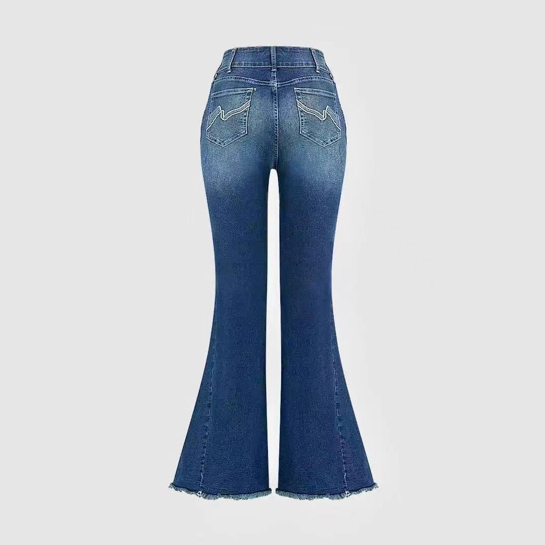 Ladies' Elastic Lifting Buttocks Slimming And Waist Cinching Jeans