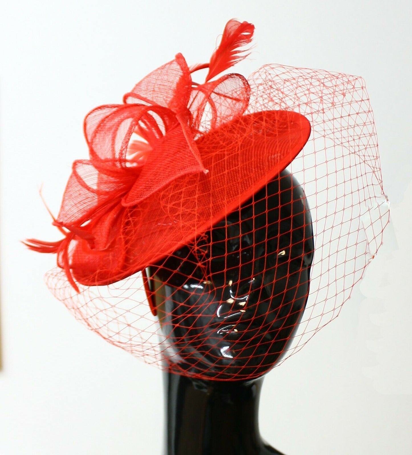 Medium Saucer Sinamay Headband Fascinator Wedding Ascot Hat Hatinator Birdcage Veil