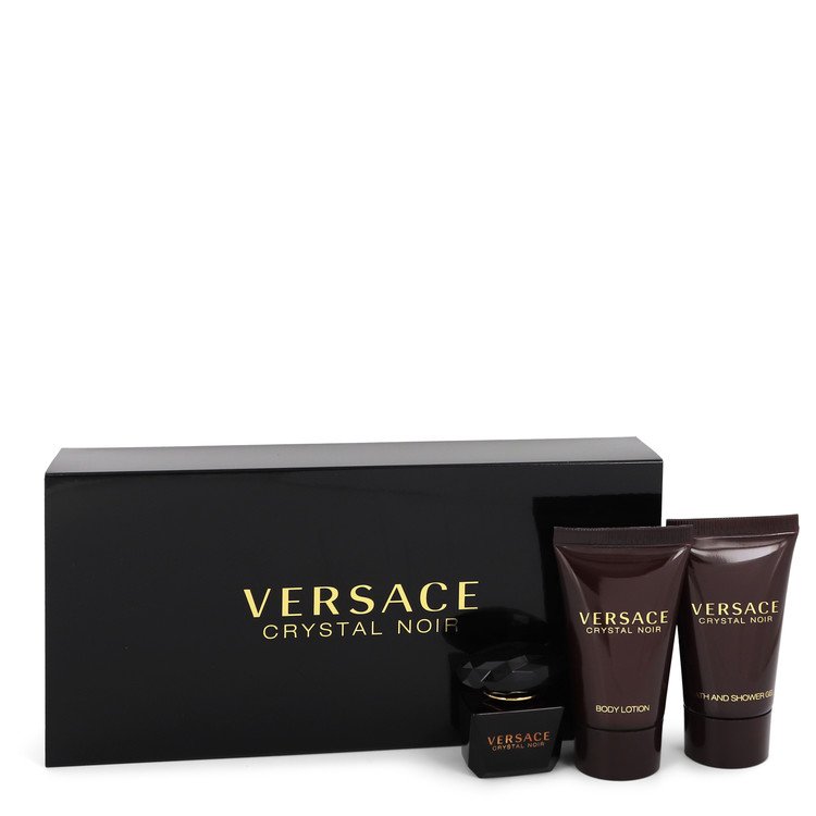 Versace Crystal Noir Gift Set - 0.17 oz / 5 ml Mini EDT, 0.8 oz / 24 ml Shower Gel, 0.8 oz / 24 ml Body Lotion