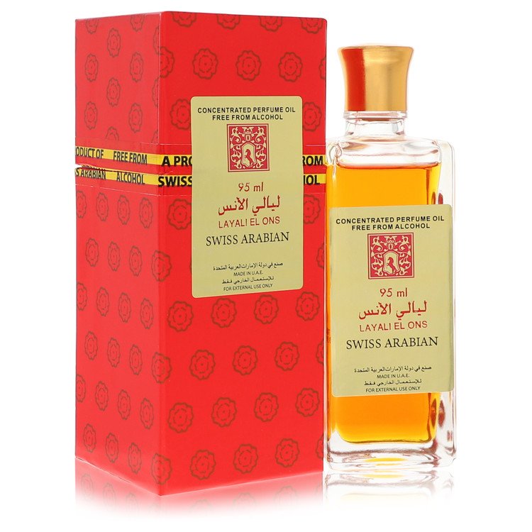 Swiss Arabian Layali El Ons Concentrated Perfume Oil for Women, Alcohol-Free, 3.21 oz / 95 ml