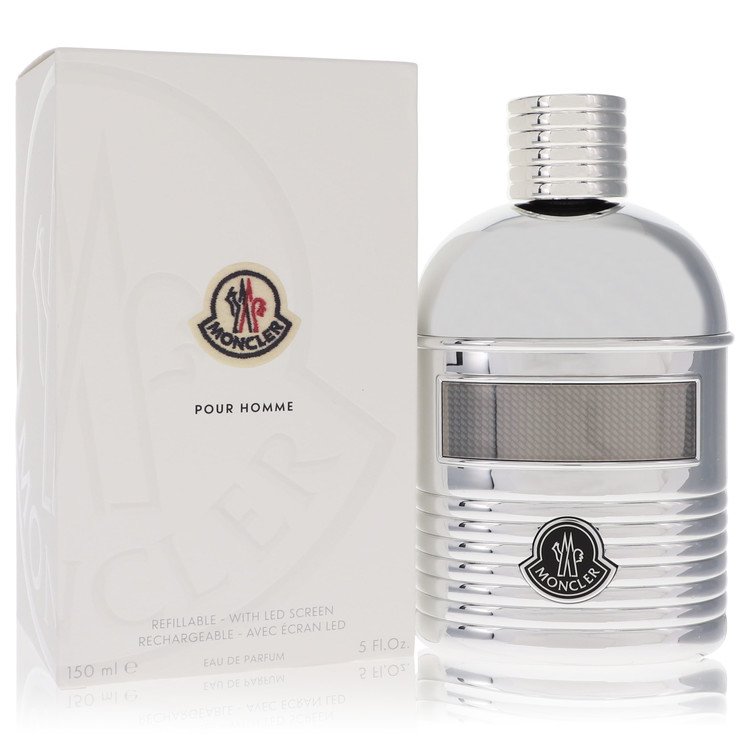 Moncler Eau De Parfum Spray for Men, 5 oz / 147 ml, Refillable with LED Display