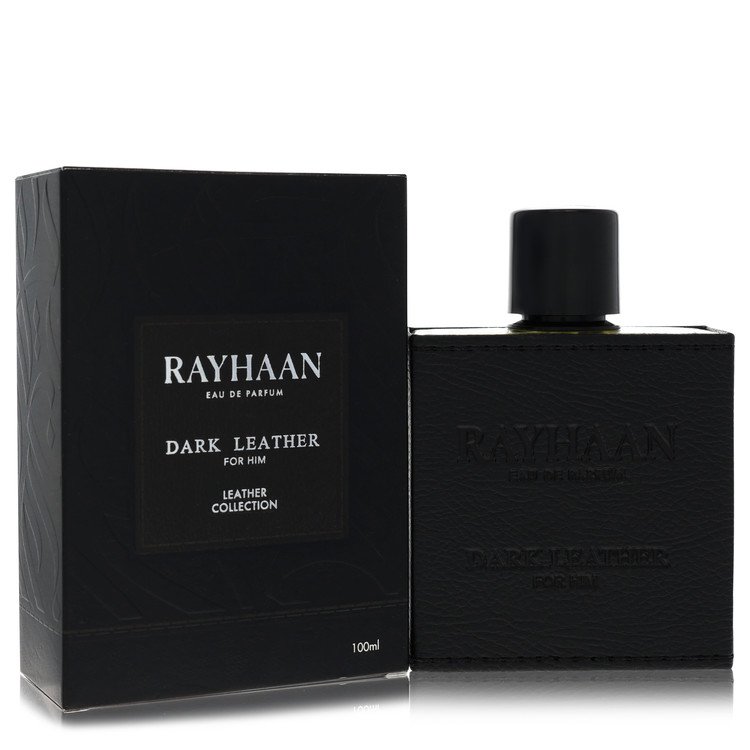 Rayhaan Dark Leather Eau De Parfum Spray 3.38 oz / 100 ml for Men