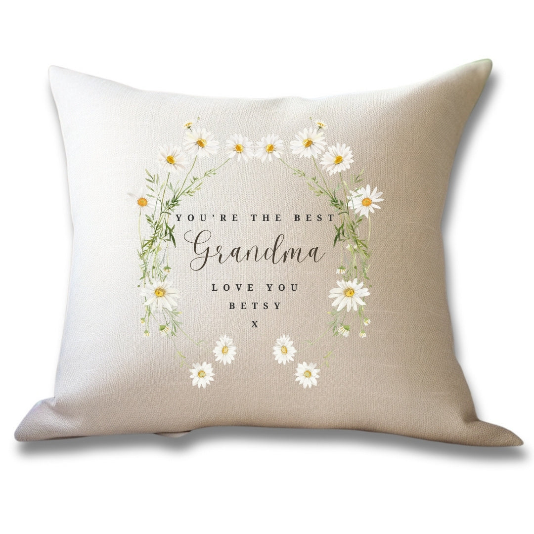 Personalised Daisy Flower Cushion - Grandma,Auntie,Mum