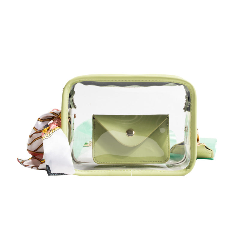 Women's Wide Shoulder Strap PVC Crossbody Transparent Bag
