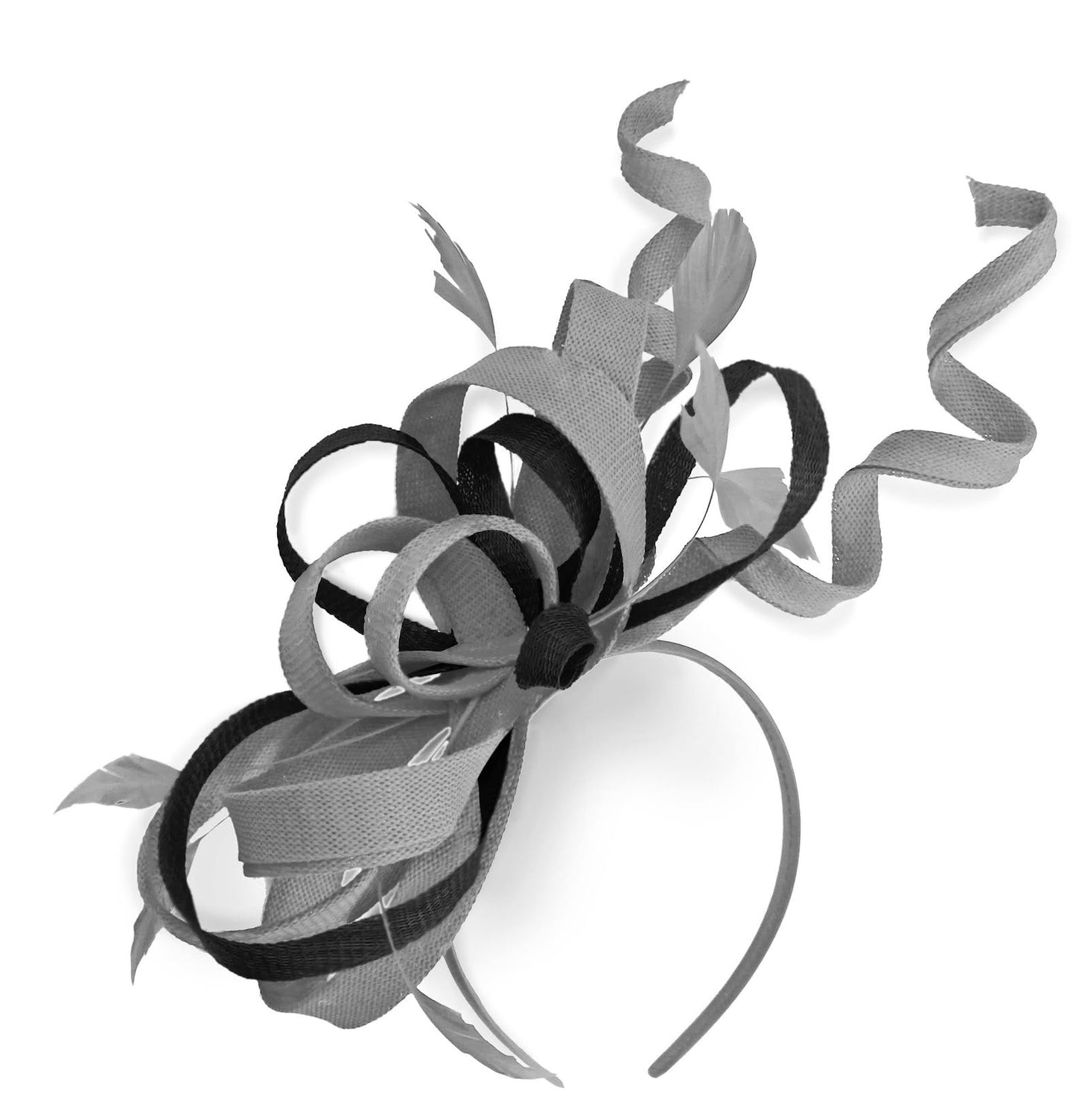 Caprilite Silver Grey and Black Wedding Swirl Fascinator Headband Alice Band Ascot Races Loop Net