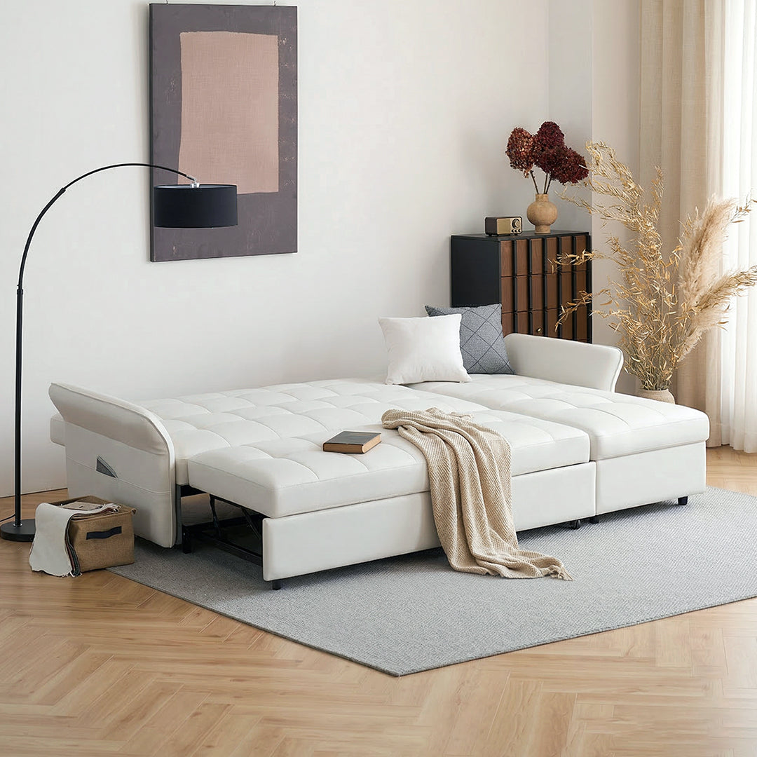 SB162 Three Seater Corner Sofa Bed, White