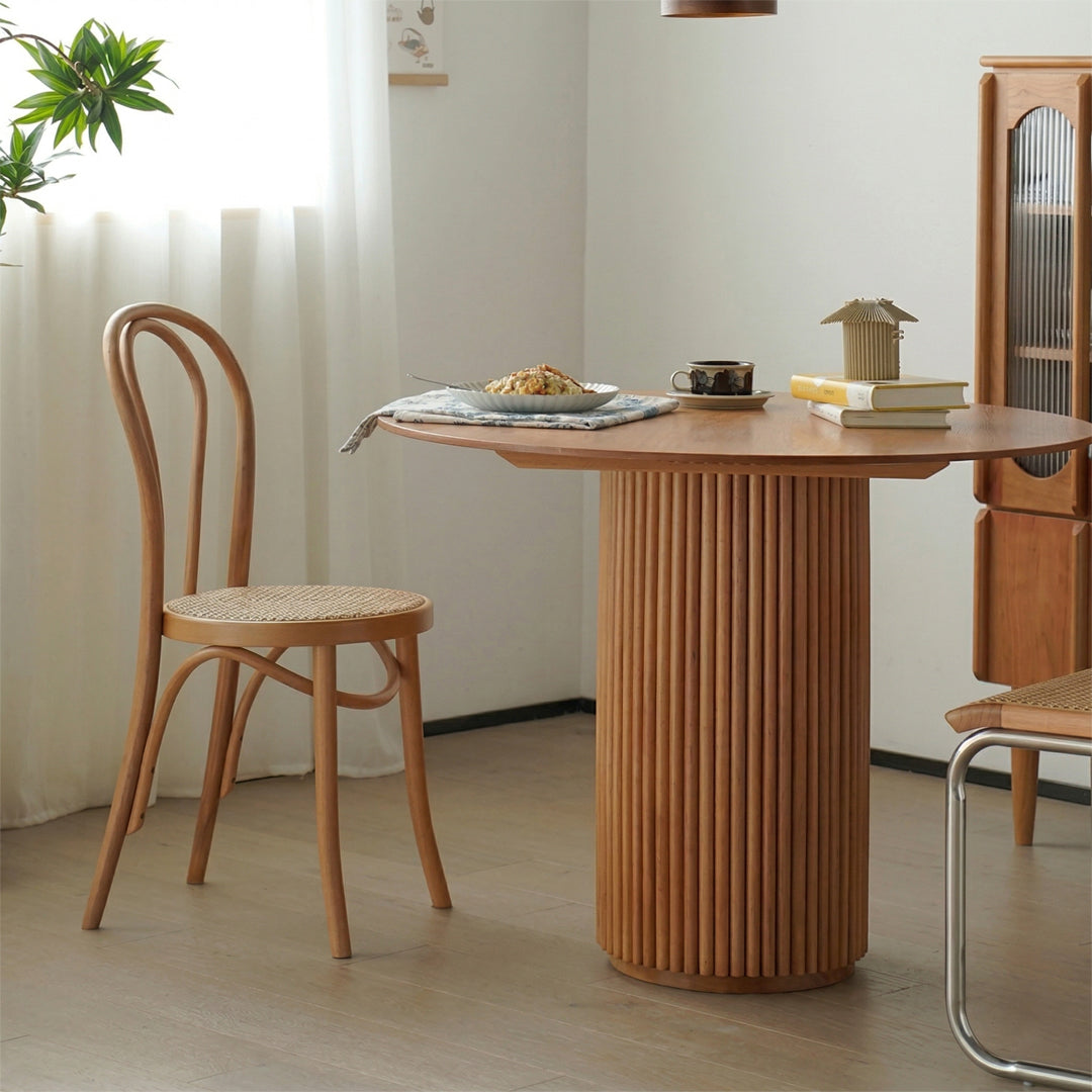 Cane Round Dining Table, Oak