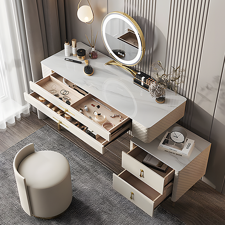 Prestigio Dressing Table With LED Mirror, Cream