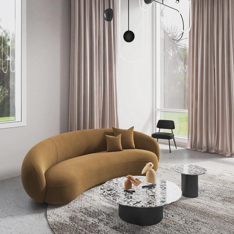 Romelia Three Seater Curved Sofa, Velvet