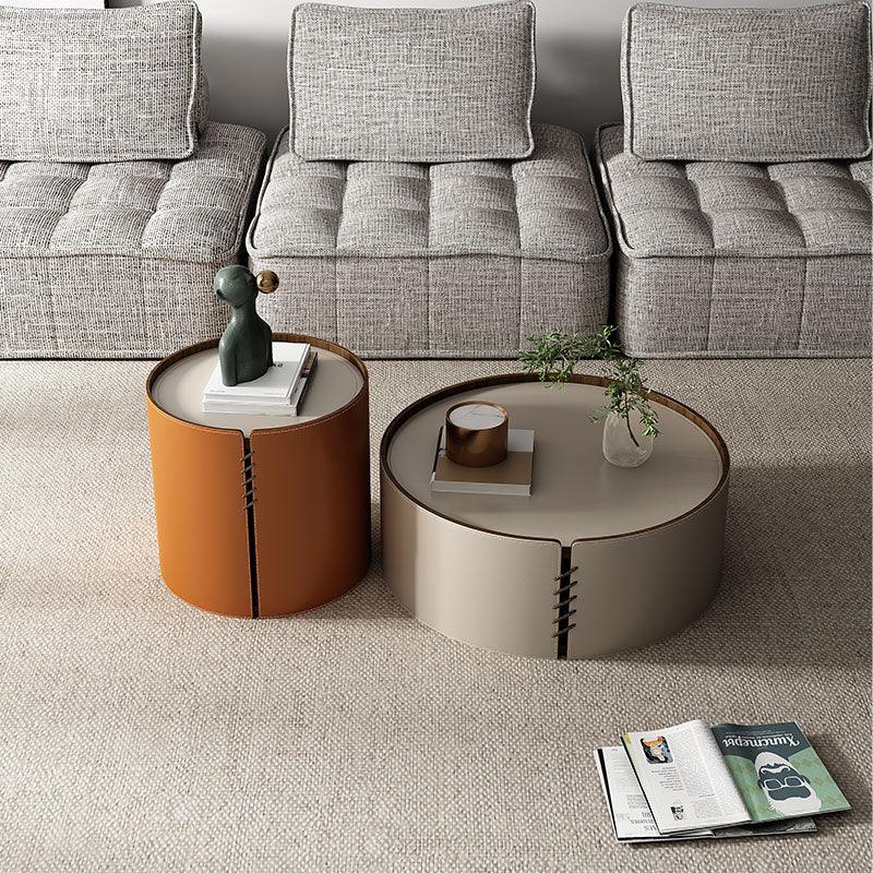 Rossi Nesting Coffee Table, Light Grey & Orange