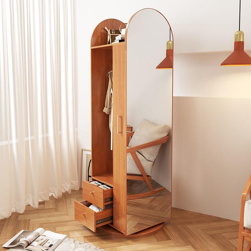 Rotatable Coat Rack, Wardrobe, Storage Rattan Oak