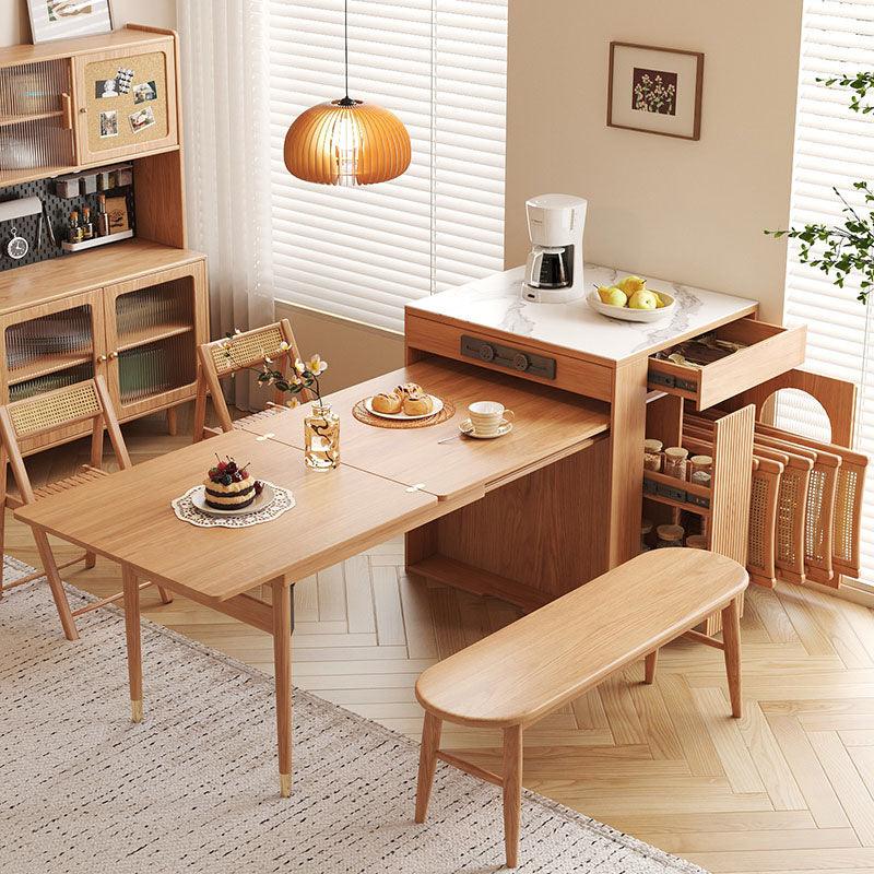 Kacey Extendable Dining Table Set, Storage, Solid Wood