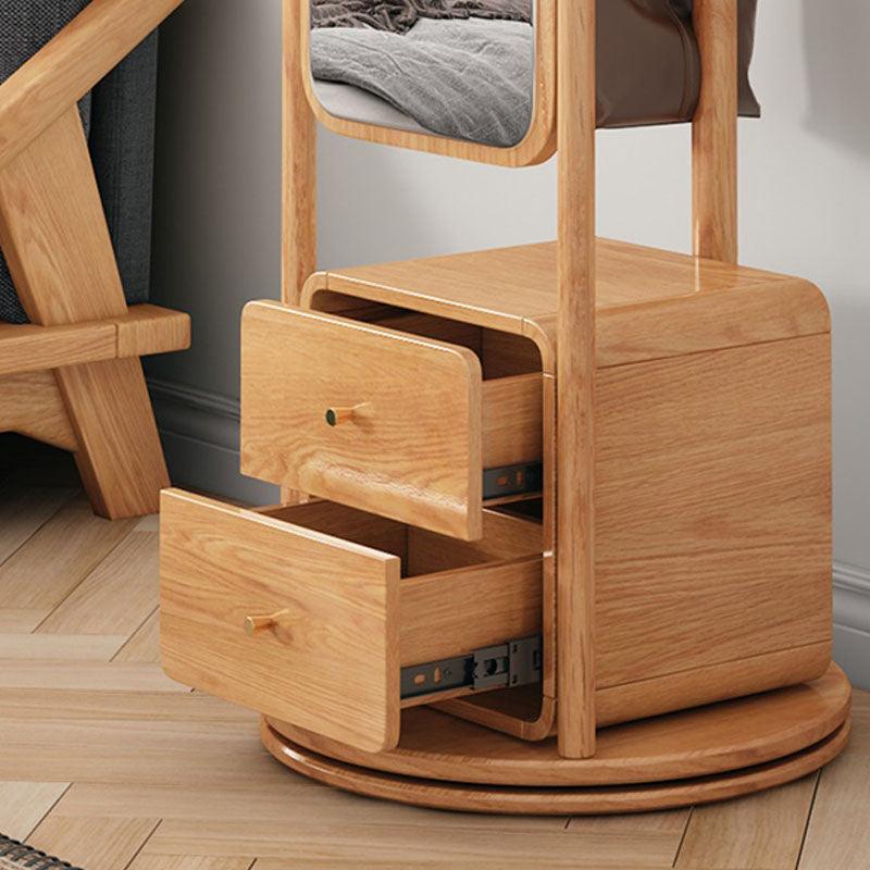 Rotatable Coat Rack, Wardrobe, Storage Rattan Oak