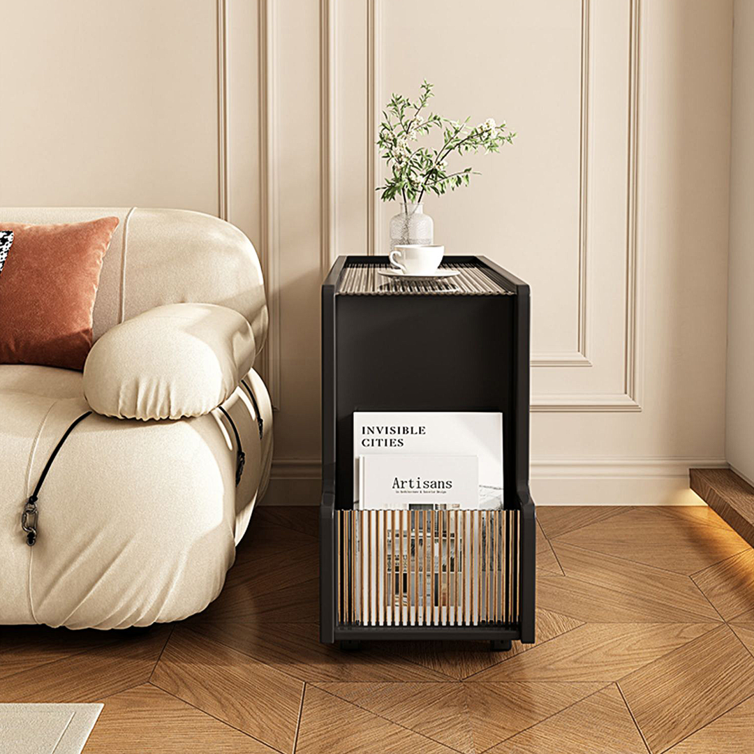 Thaddeus Trolley Style Side Table, Wood