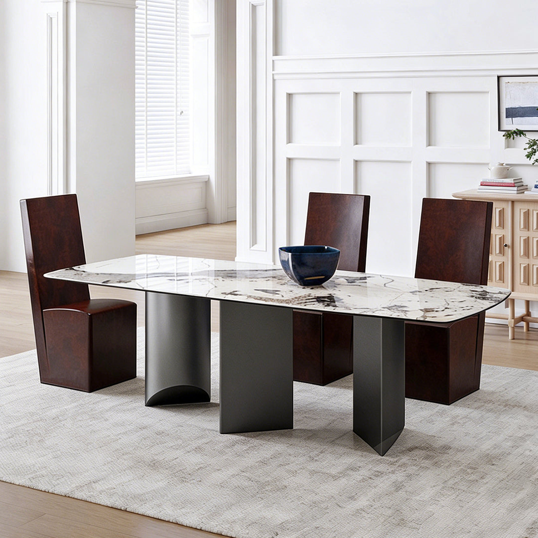 Nala Dining Table With Black Legs, Sintered Stone