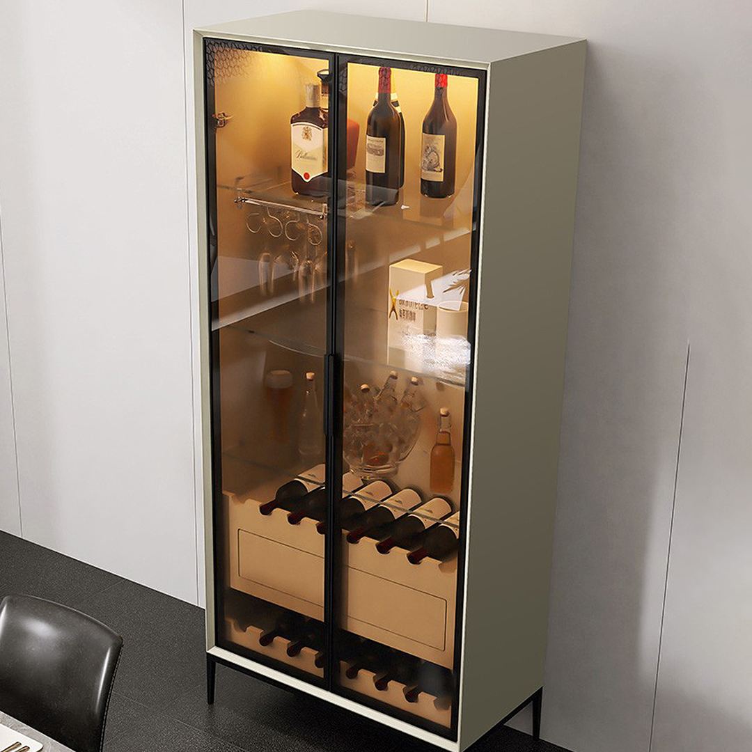 Delfina Wine Cabinet, Cabinet With Wine Rack, Light Grey Wood
