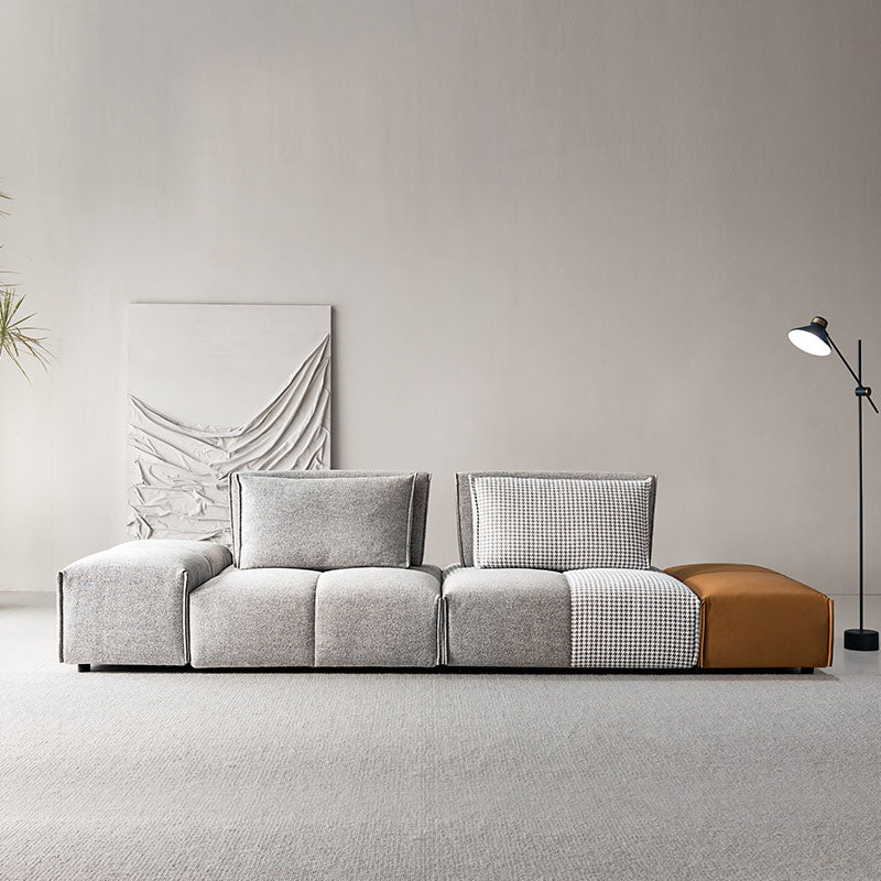 L-Shaped Sectional Two Seater/ Three Seater Sofa, Linen