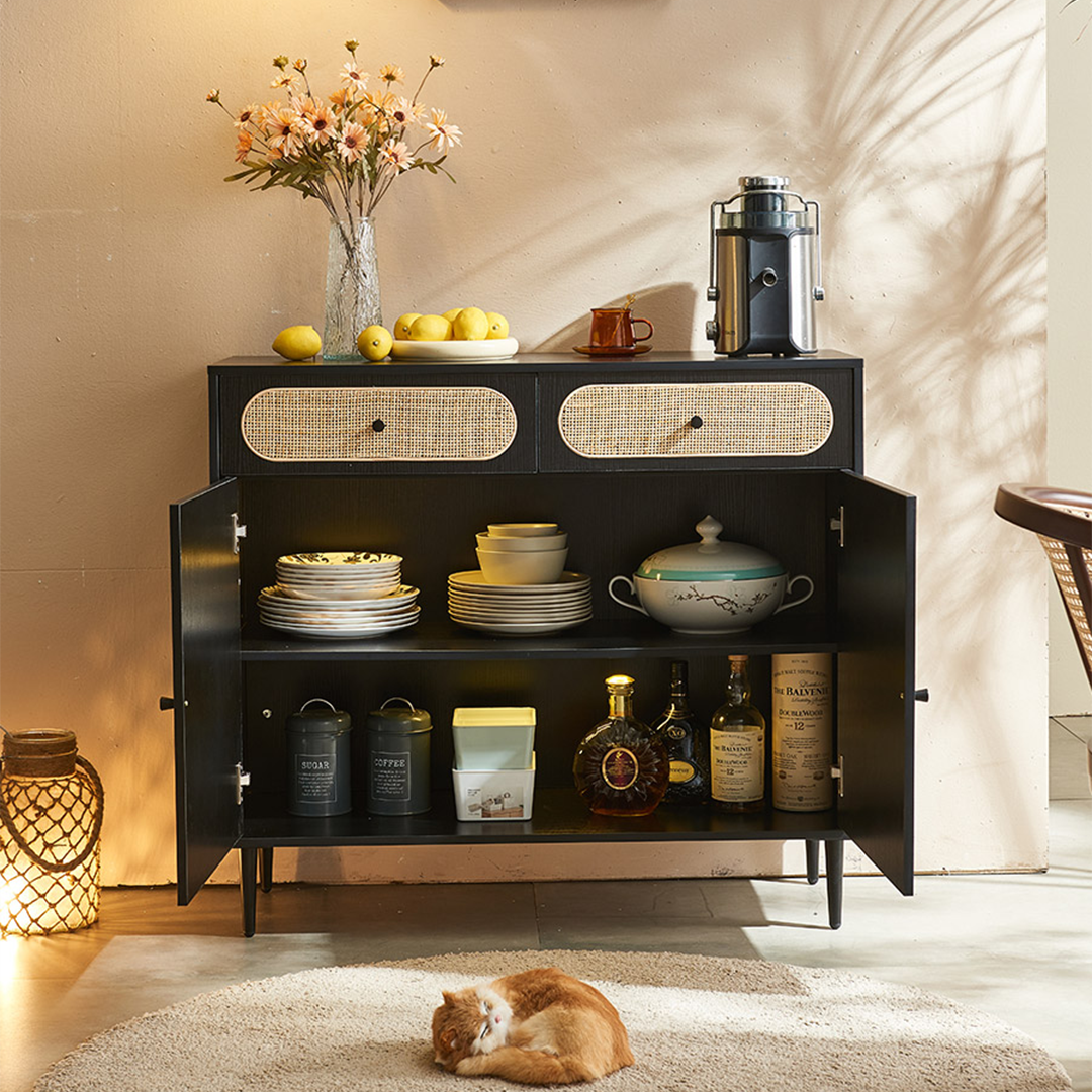 Barbary Rattan Sideboard, Black Or Oak