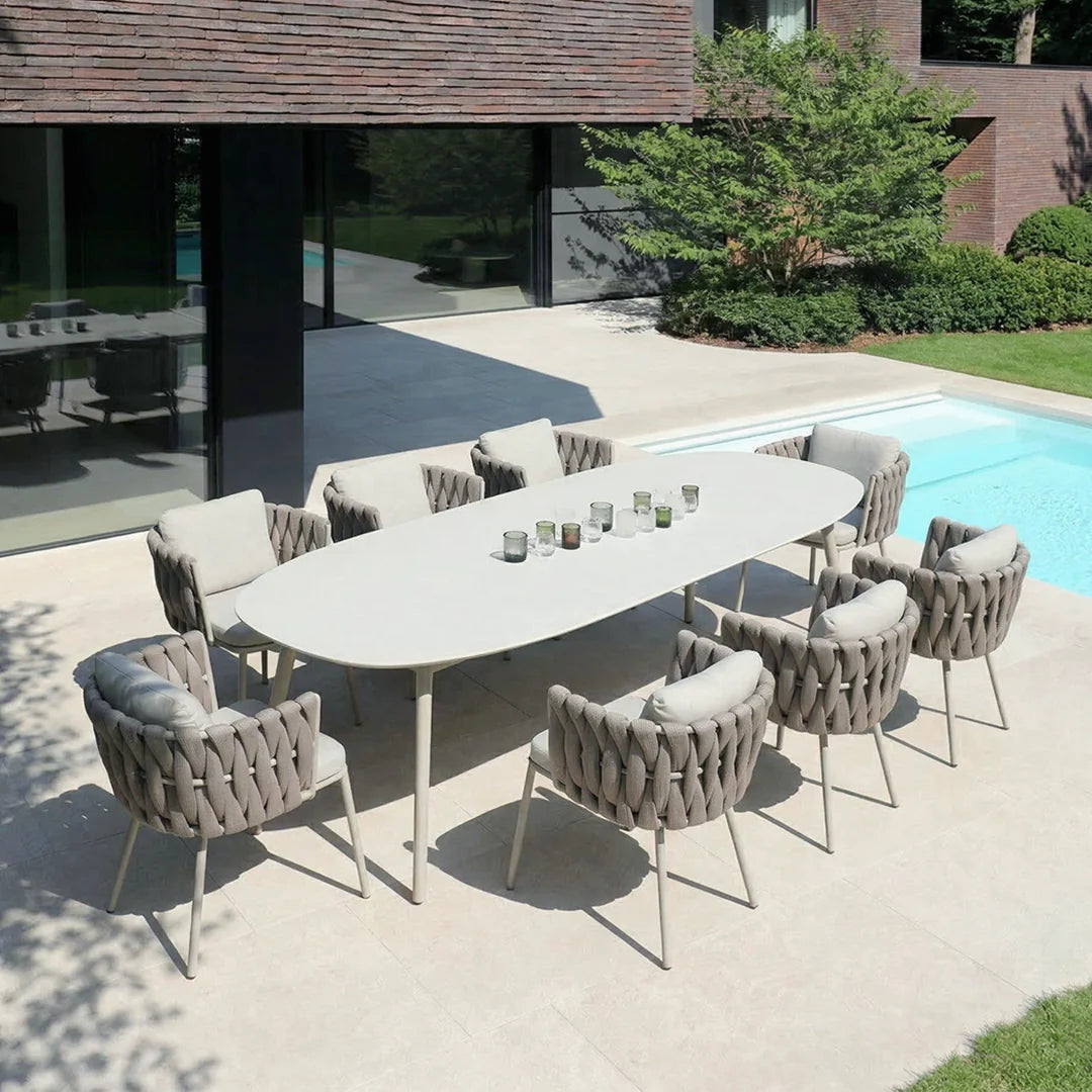 Vallee Rattan Outdoor Dining Table Set, Table With Six Dining Chairs