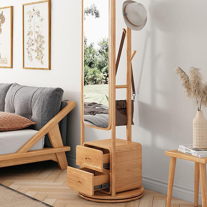 Rotatable Coat Rack, Wardrobe, Storage Rattan Oak
