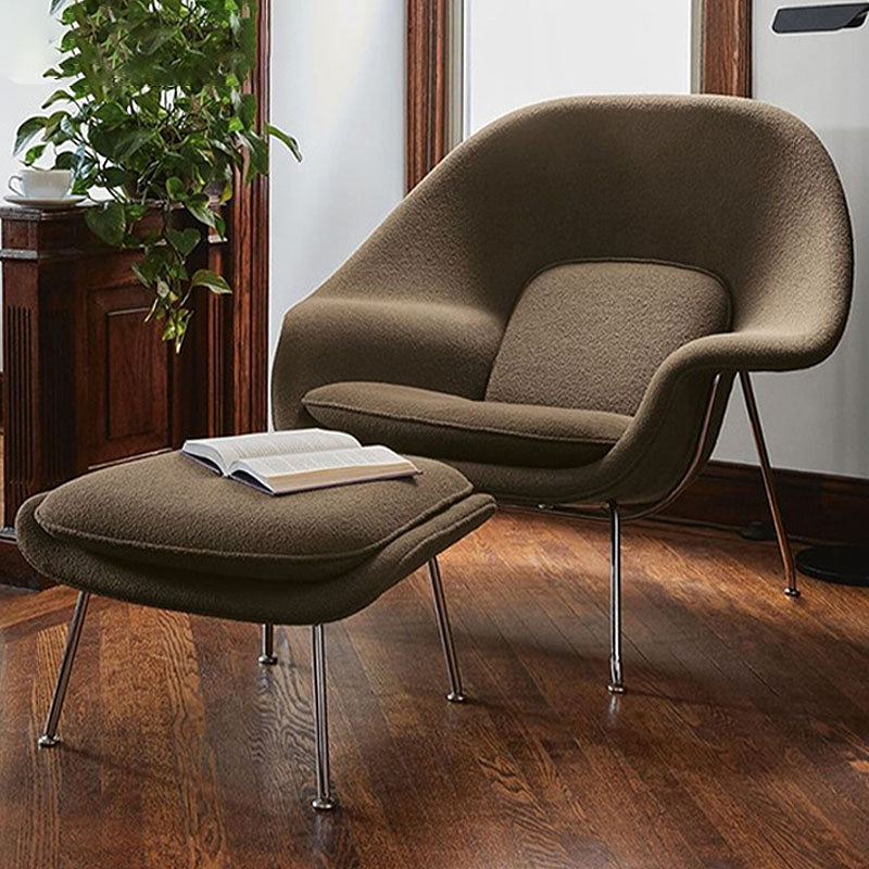Classic Womb Chair & Ottoman, In Premium Velvet or Linen, Sky Blue