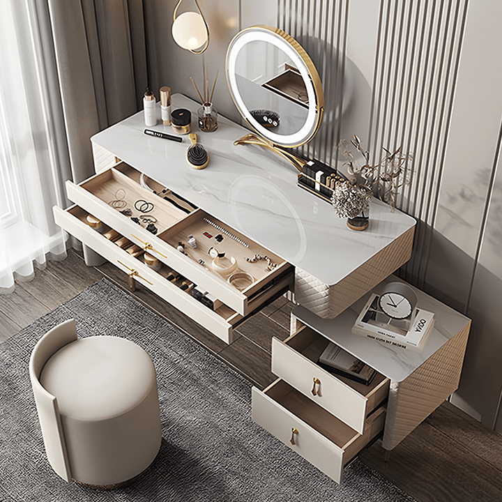 Prestigio Dressing Table With LED Mirror, Cream