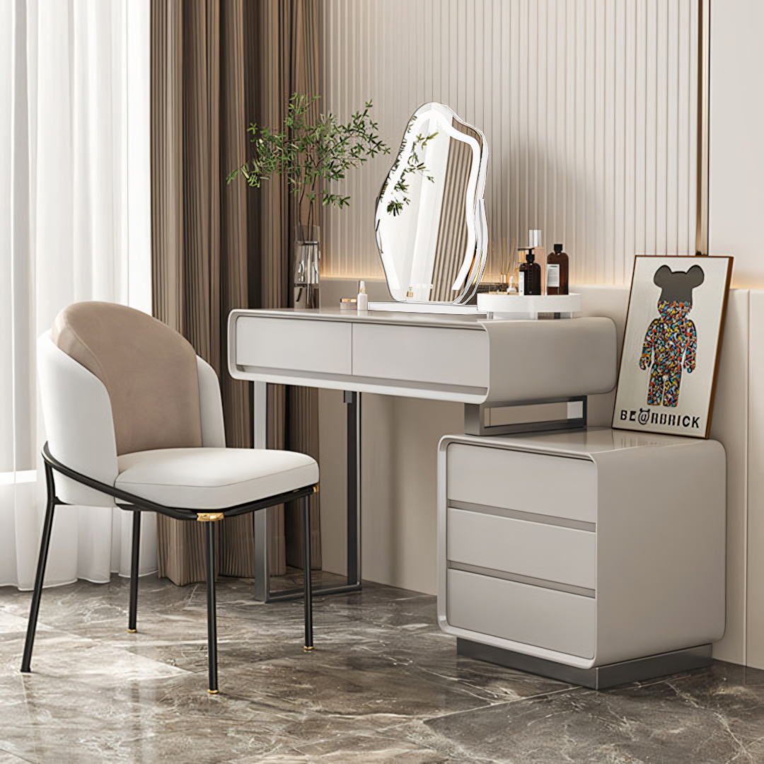 Dobson Dressing Table With LED Mirror,  Light Grey
