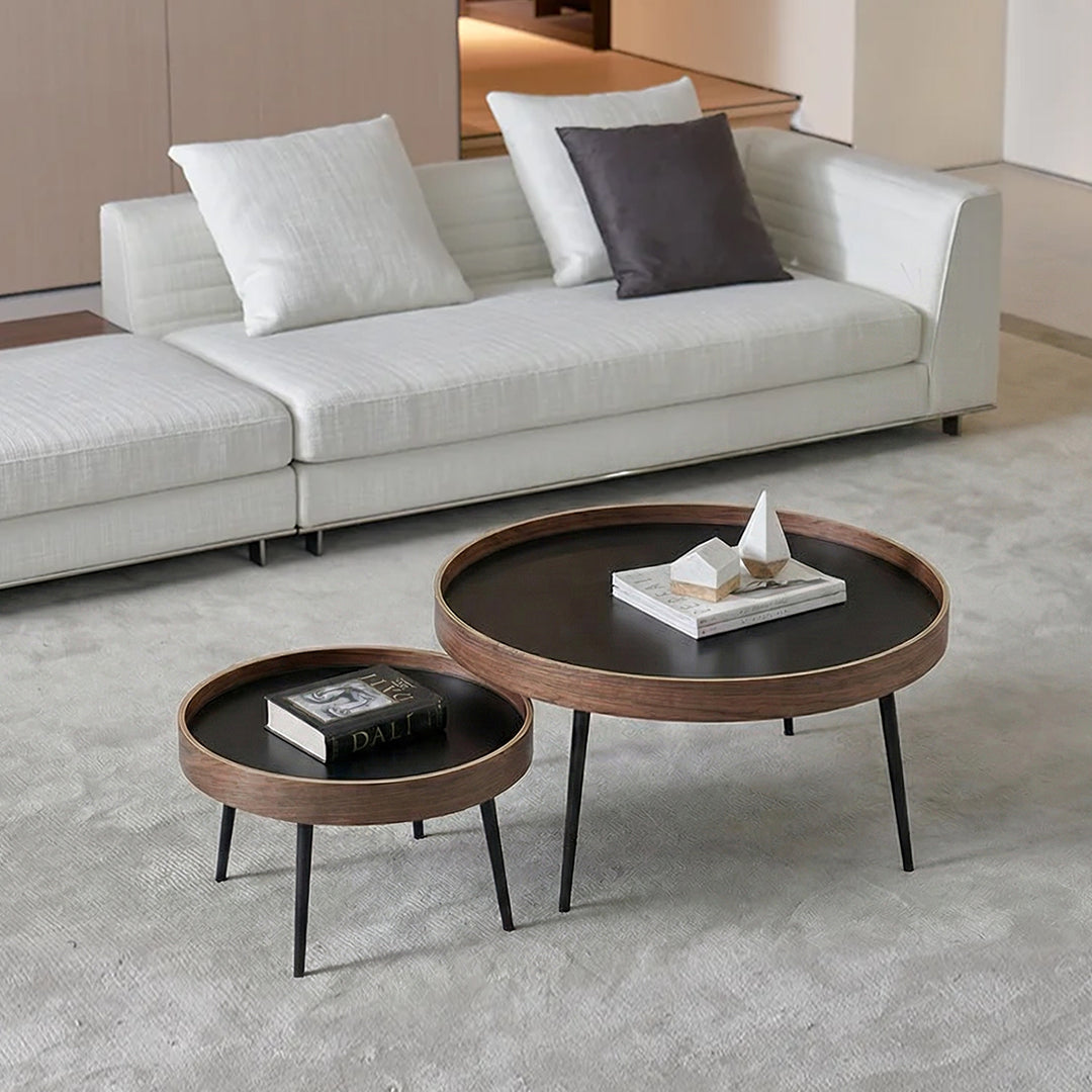 C163 Nesting Coffee Table Set, Oak & Black